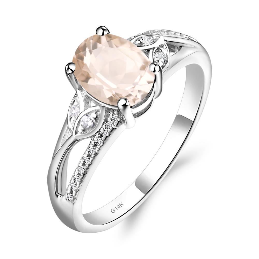 Oval Cut Morganite Ring - LUO Jewelry #metal_14k white gold