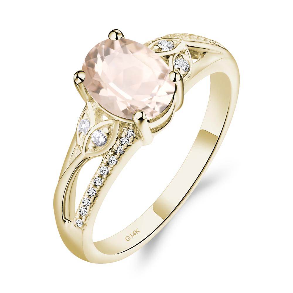 Oval Cut Morganite Ring - LUO Jewelry #metal_14k yellow gold