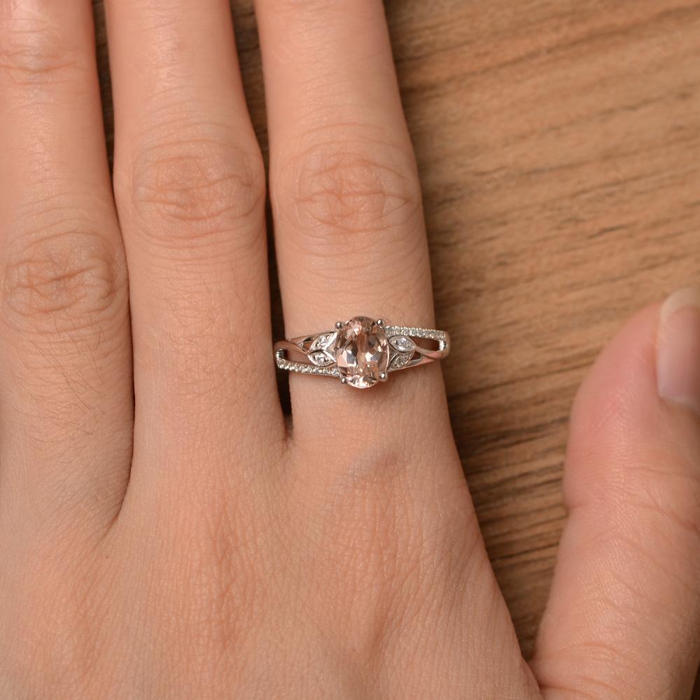 Oval Cut Morganite Ring - LUO Jewelry 