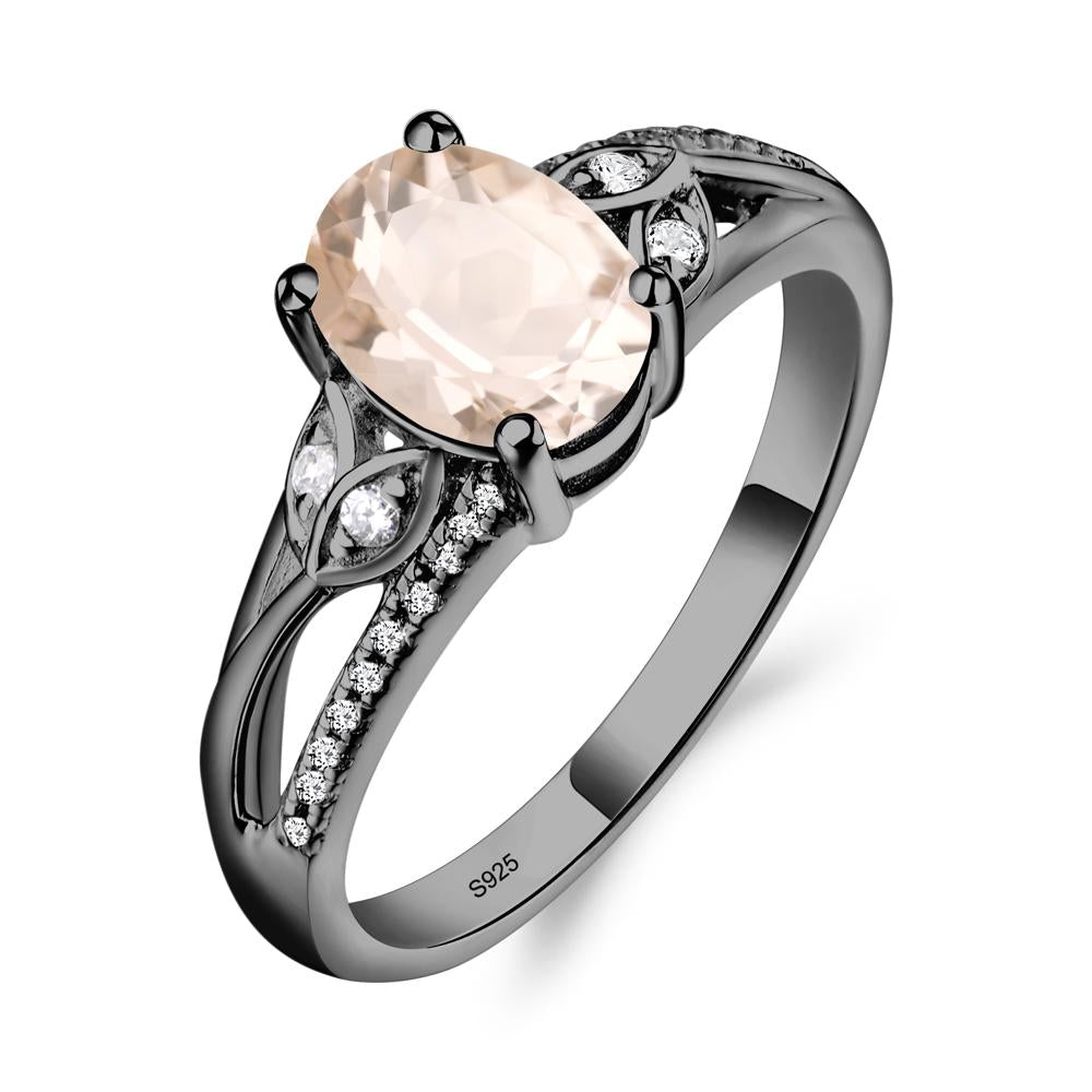 Oval Cut Morganite Ring - LUO Jewelry #metal_black finish sterling silver