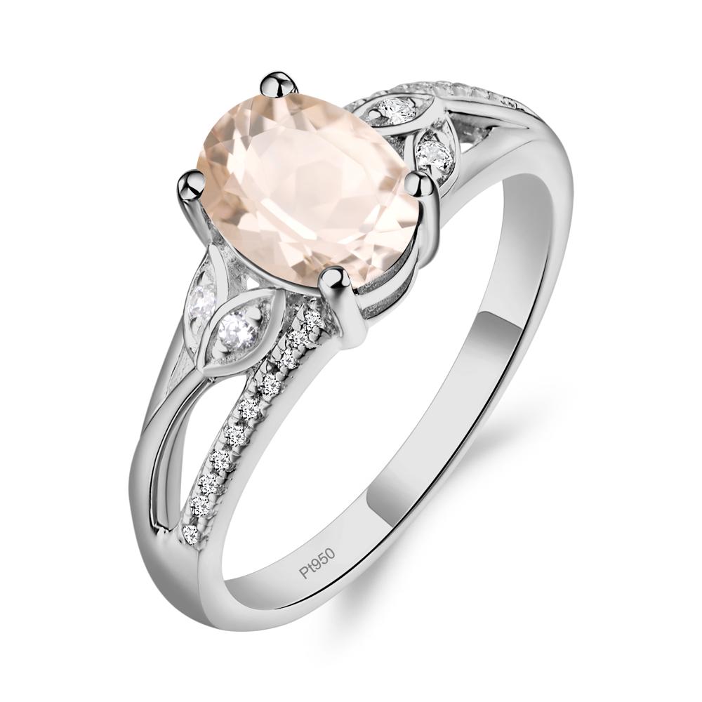 Oval Cut Morganite Ring - LUO Jewelry #metal_platinum