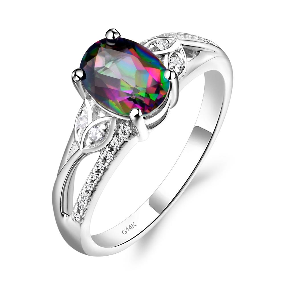 Oval Cut Mystic Topaz Ring - LUO Jewelry #metal_14k white gold