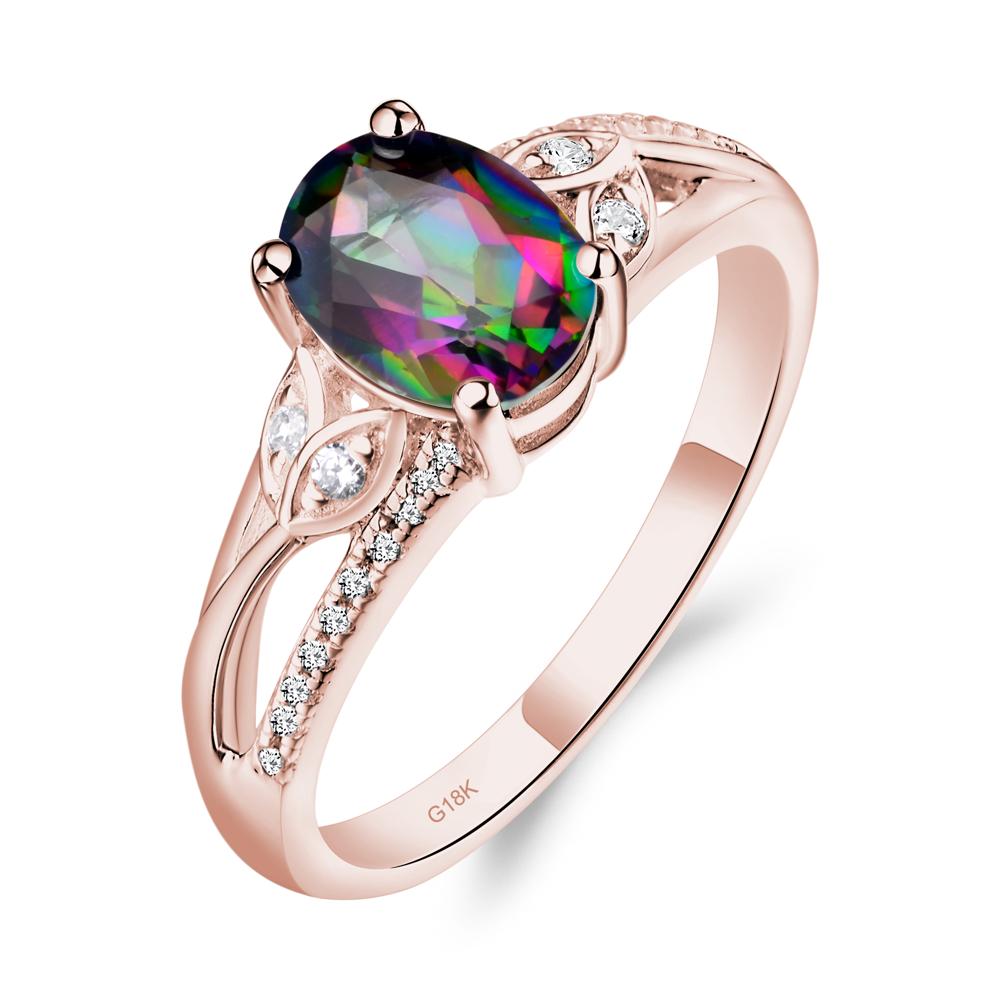 Oval Cut Mystic Topaz Ring - LUO Jewelry #metal_18k rose gold