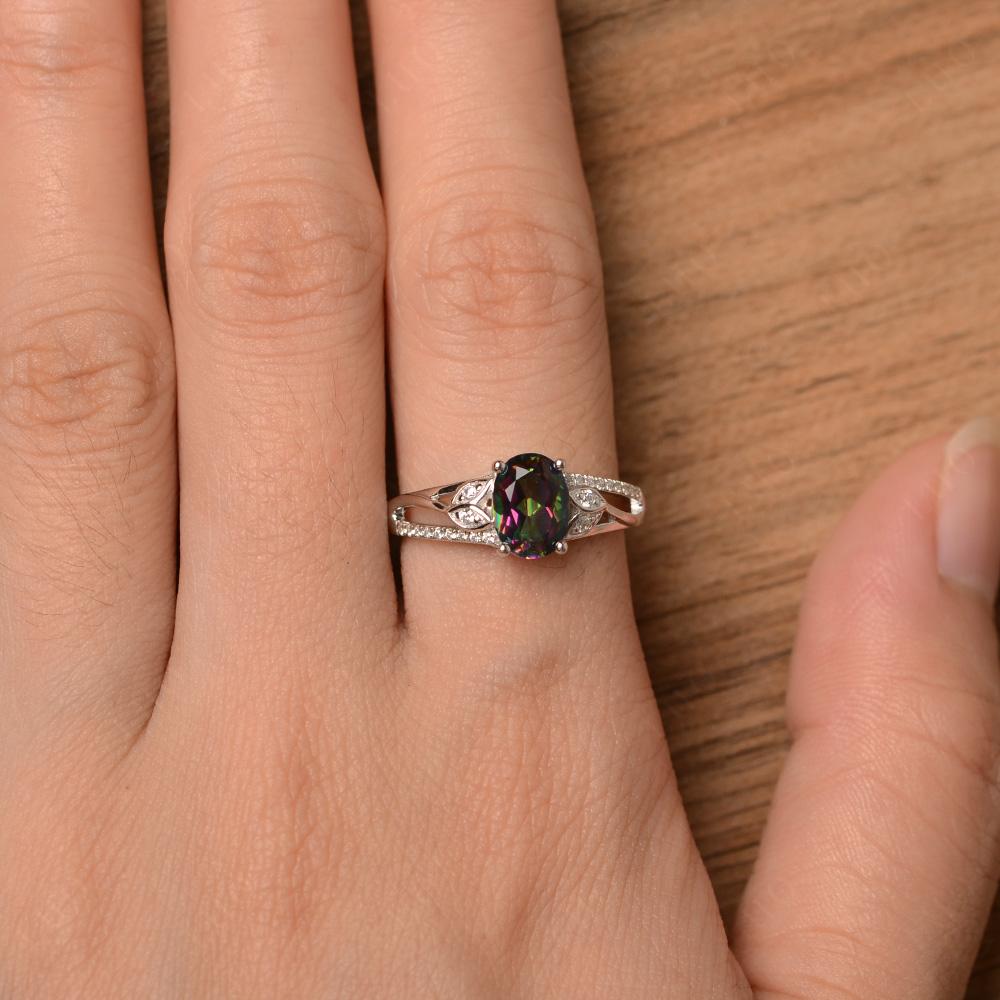 Oval Cut Mystic Topaz Ring - LUO Jewelry 