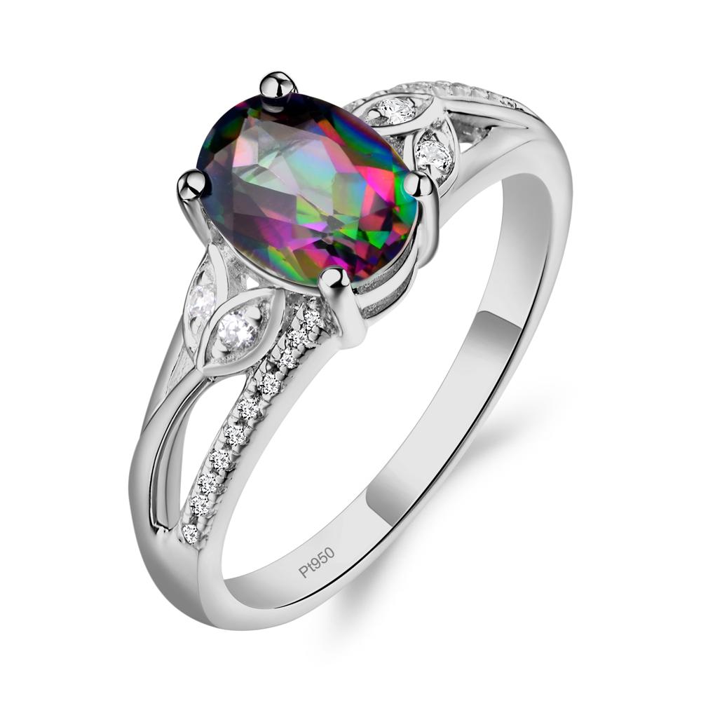 Oval Cut Mystic Topaz Ring - LUO Jewelry #metal_platinum