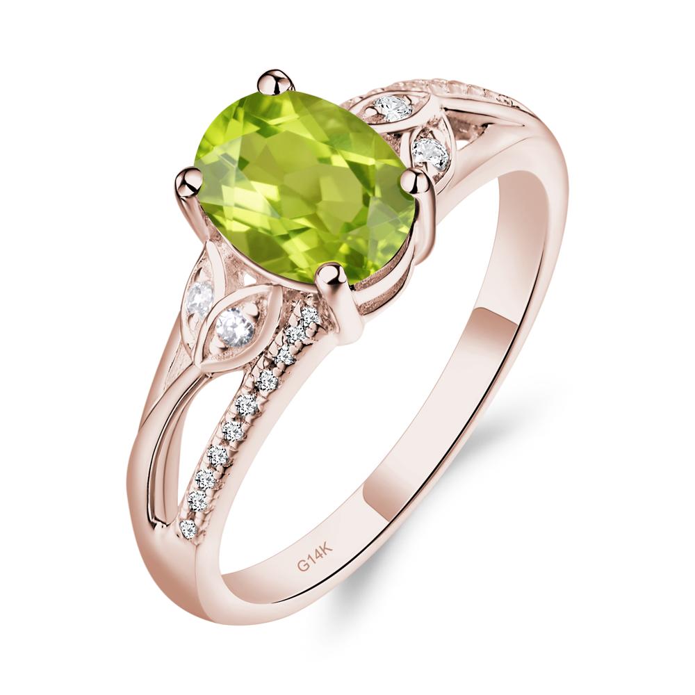 Oval Cut Peridot Ring - LUO Jewelry #metal_14k rose gold