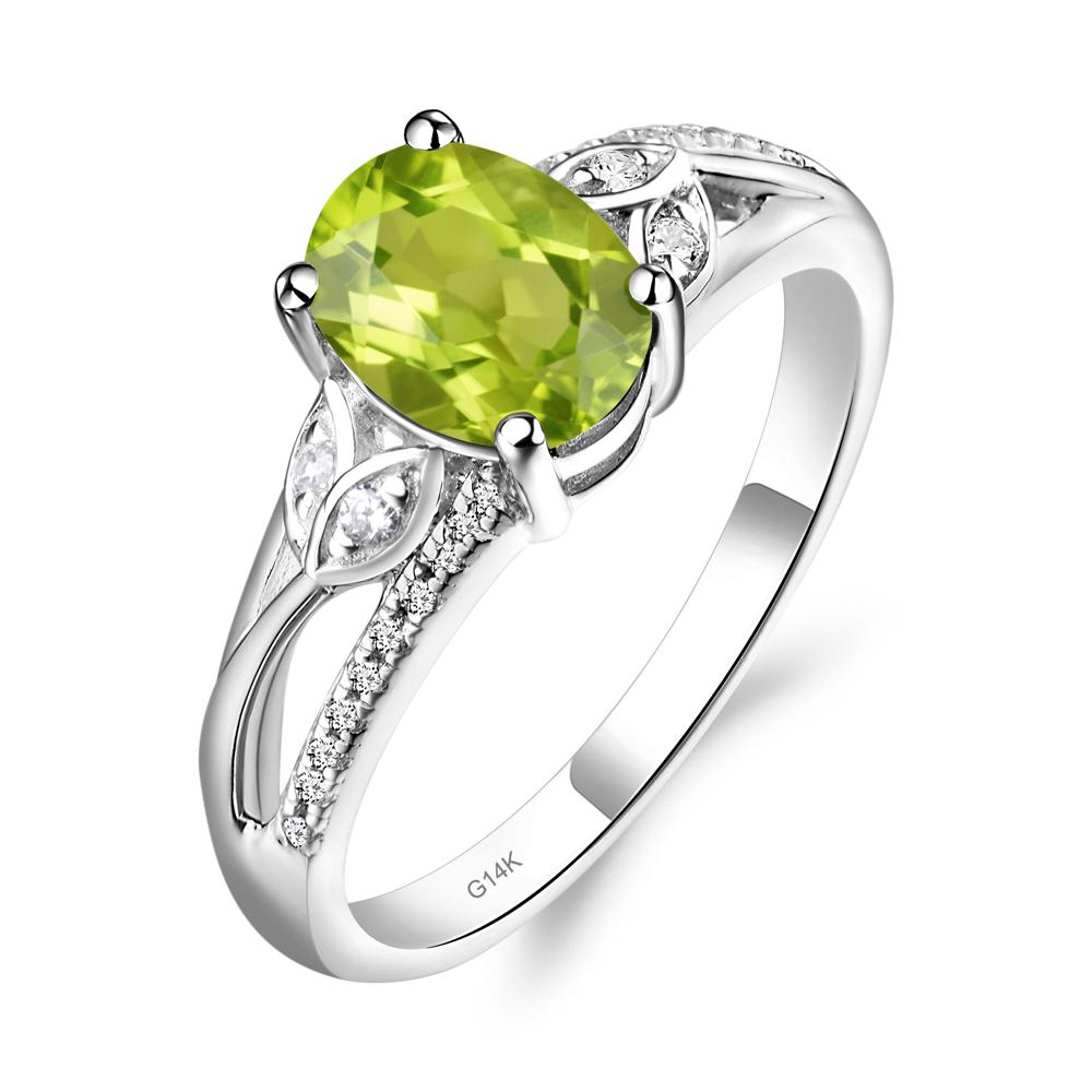 Oval Cut Peridot Ring - LUO Jewelry #metal_14k white gold