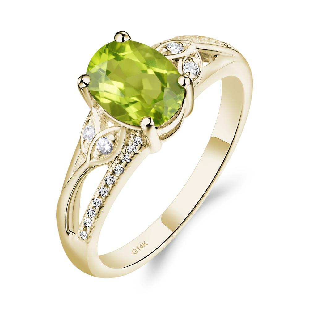 Oval Cut Peridot Ring - LUO Jewelry #metal_14k yellow gold