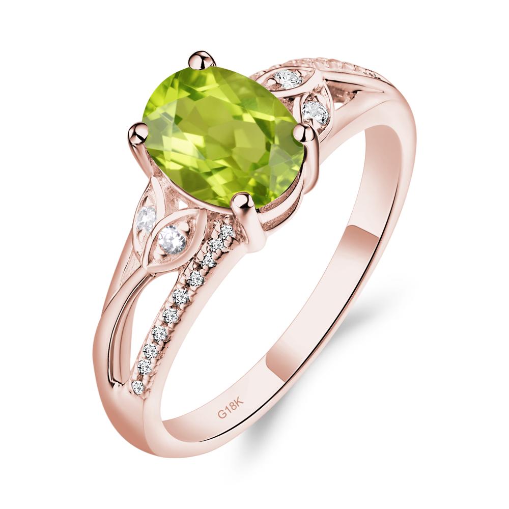 Oval Cut Peridot Ring - LUO Jewelry #metal_18k rose gold