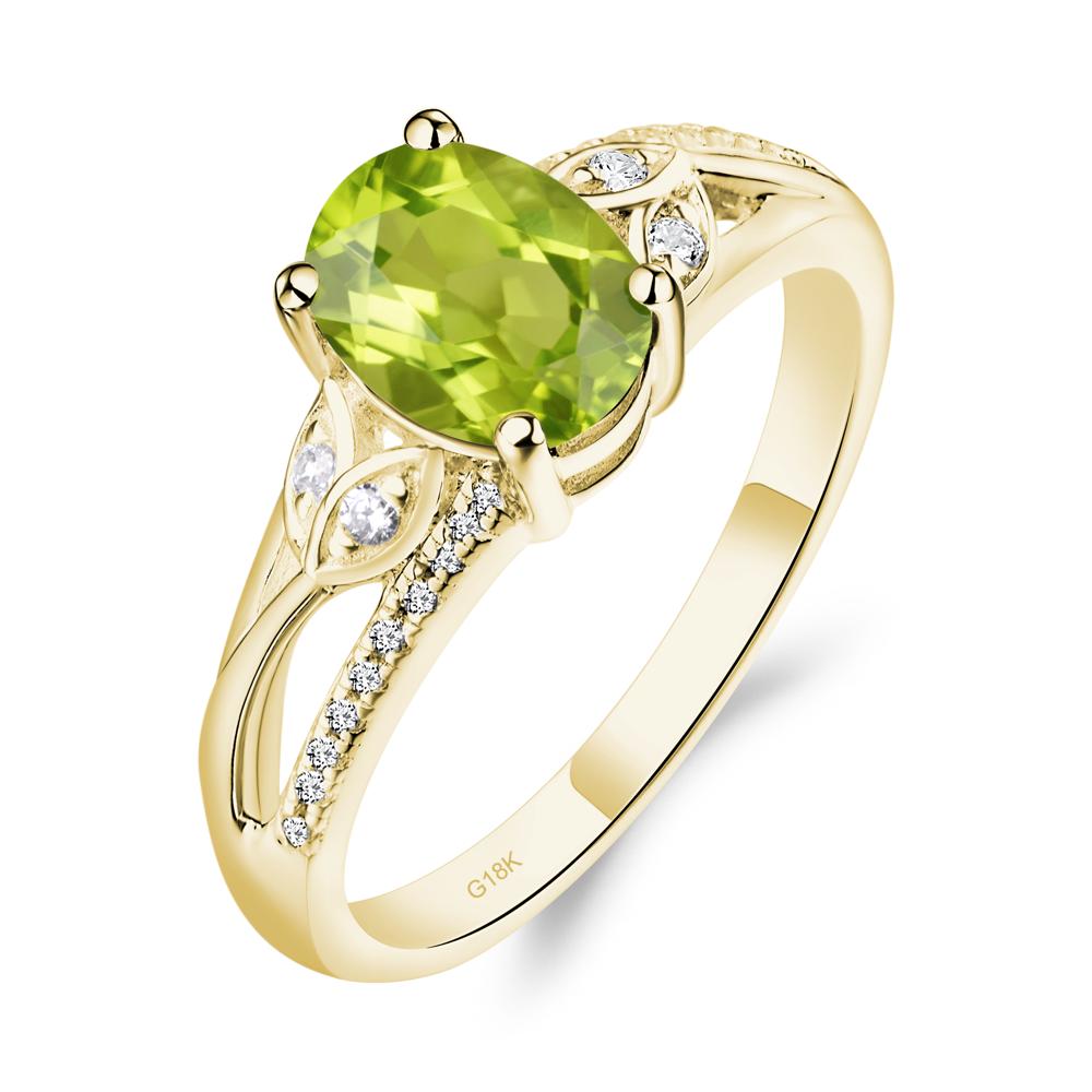 Oval Cut Peridot Ring - LUO Jewelry #metal_18k yellow gold