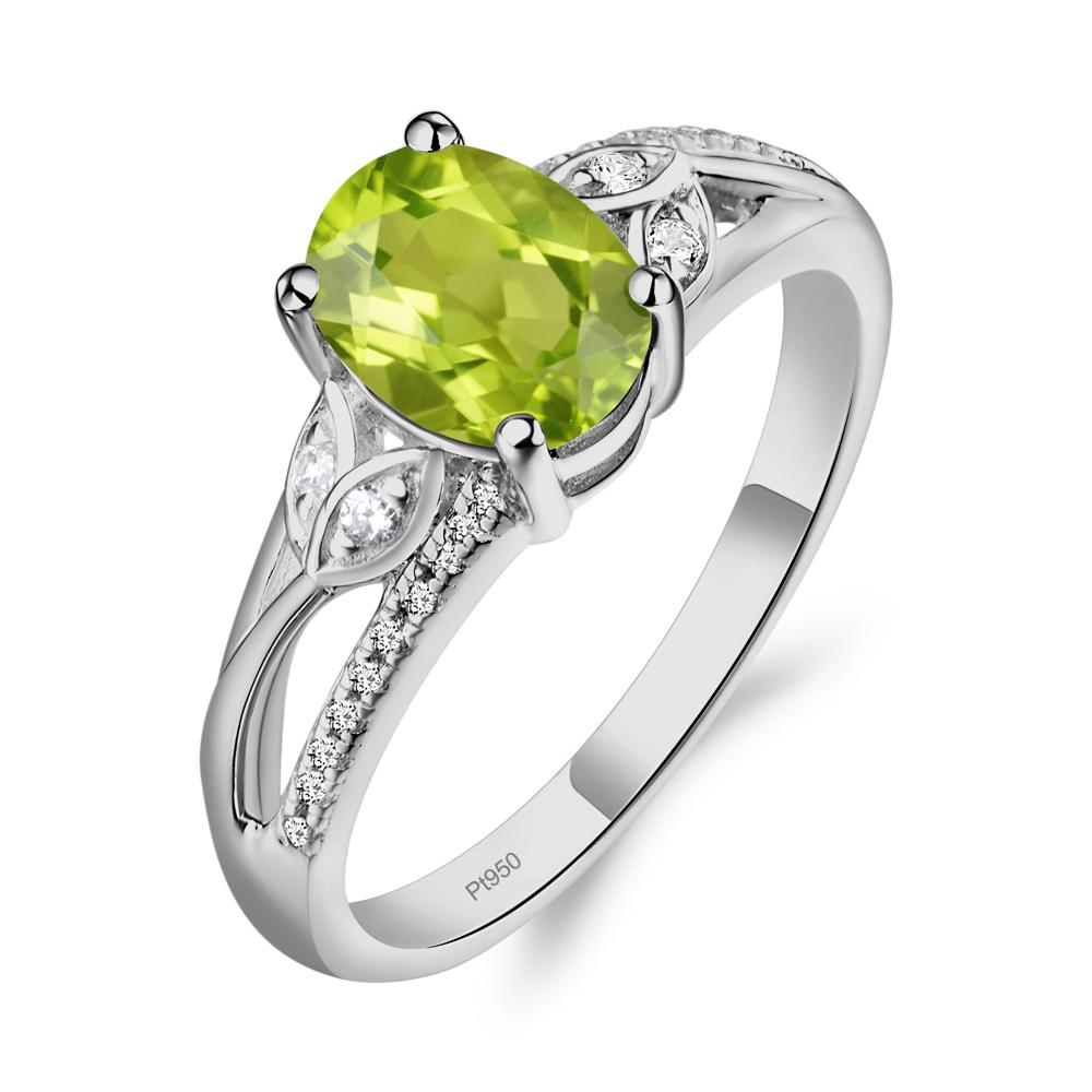 Oval Cut Peridot Ring - LUO Jewelry #metal_platinum