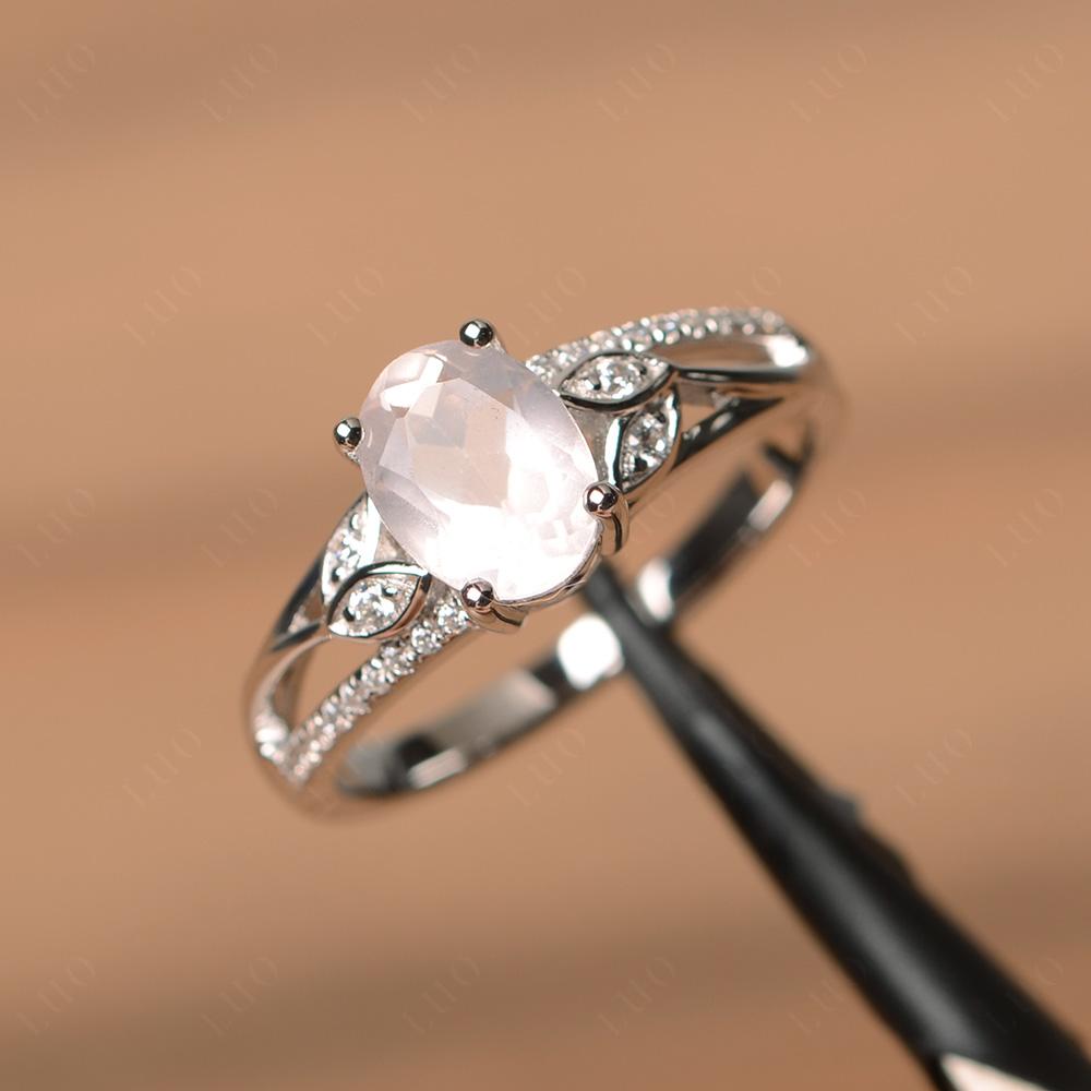 Oval Cut Rose Quartz Ring - LUO Jewelry 