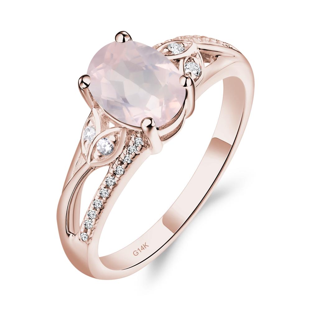 Oval Cut Rose Quartz Ring - LUO Jewelry #metal_14k rose gold