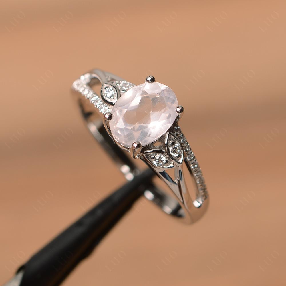 Oval Cut Rose Quartz Ring - LUO Jewelry 