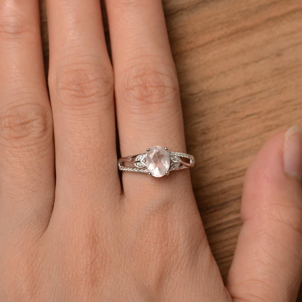 Oval Cut Rose Quartz Ring - LUO Jewelry 