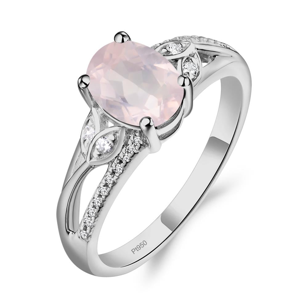 Oval Cut Rose Quartz Ring - LUO Jewelry #metal_platinum