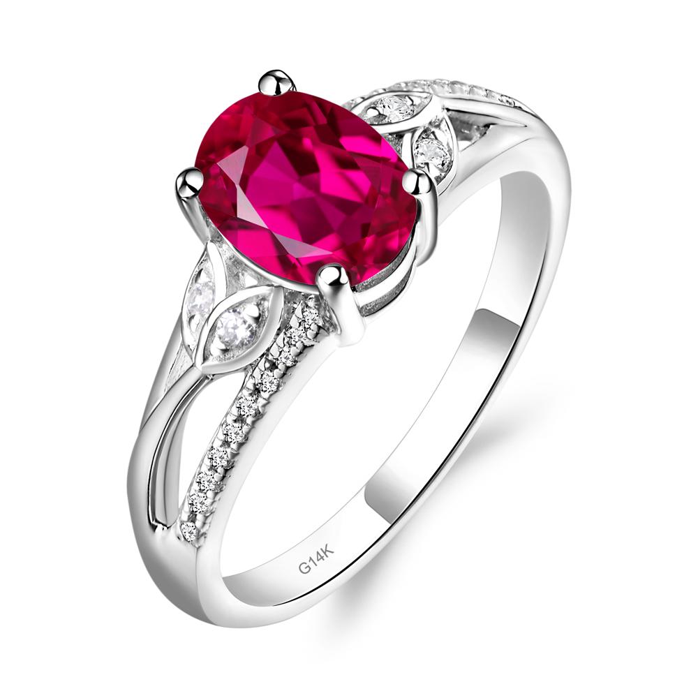 Oval Cut Ruby Ring | LUO Jewelry #metal_14k white gold