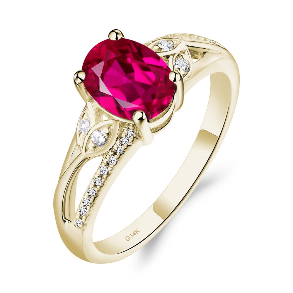 Oval Cut Ruby Ring | LUO Jewelry #metal_14k yellow gold