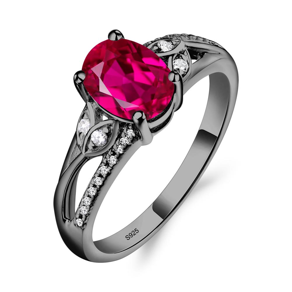 Oval Cut Ruby Ring - LUO Jewelry #metal_black finish sterling silver