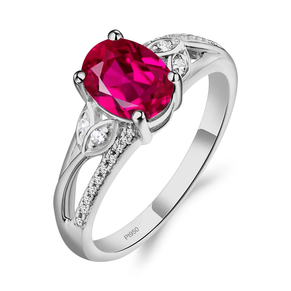 Oval Cut Ruby Ring - LUO Jewelry #metal_platinum