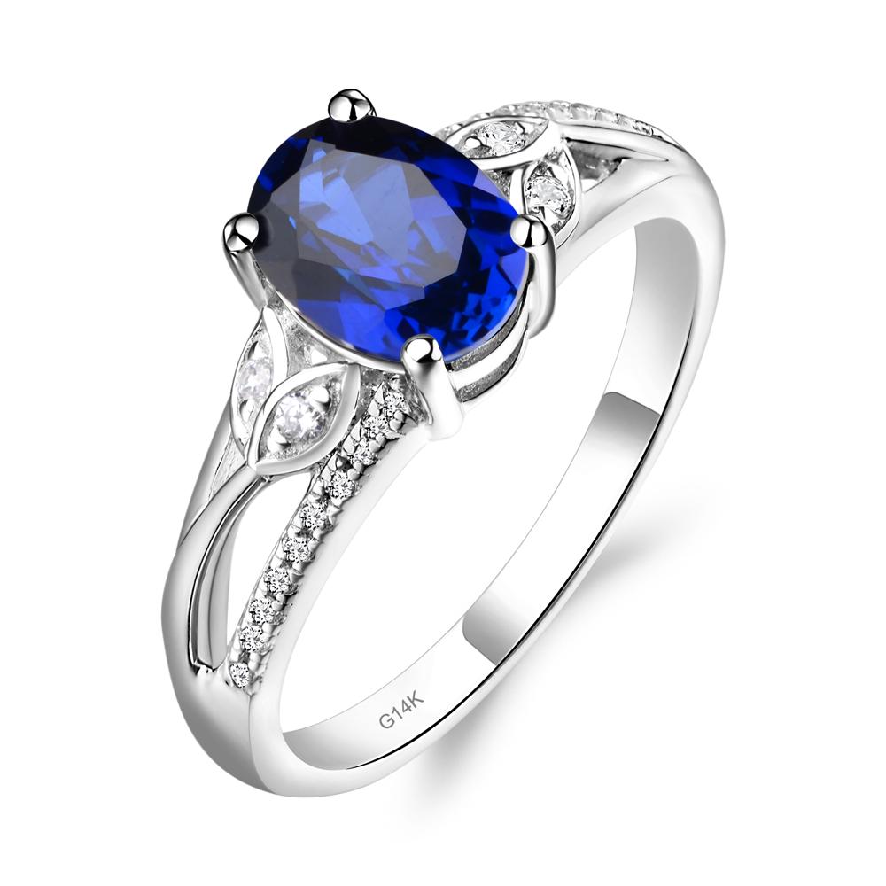 Oval Cut Sapphire Ring - LUO Jewelry #metal_14k white gold