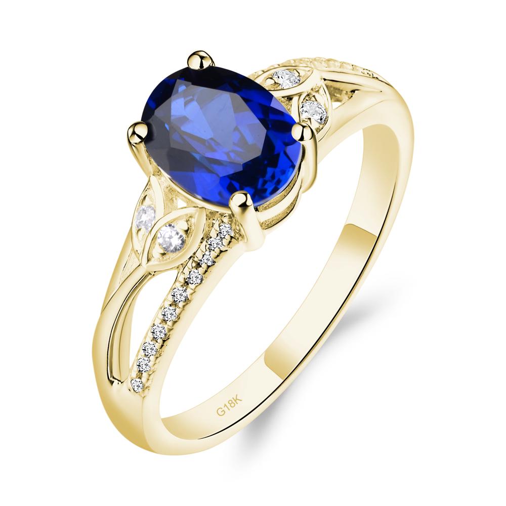 Oval Cut Sapphire Ring - LUO Jewelry #metal_18k yellow gold