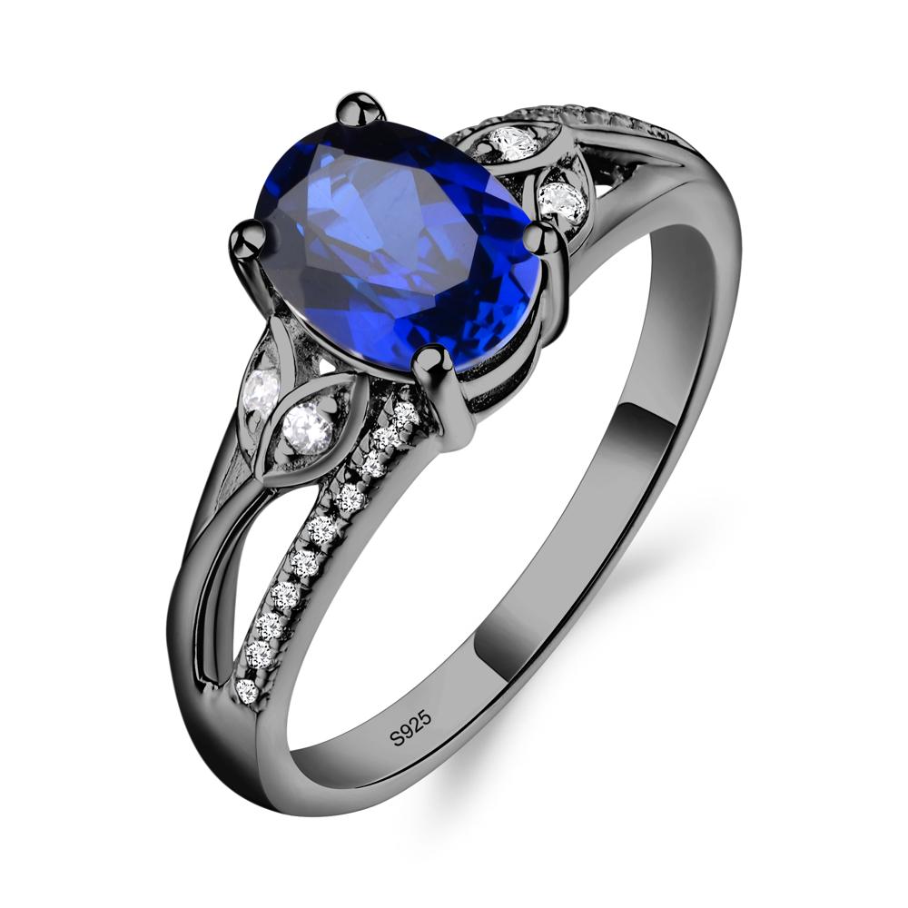 Oval Cut Sapphire Ring - LUO Jewelry #metal_black finish sterling silver