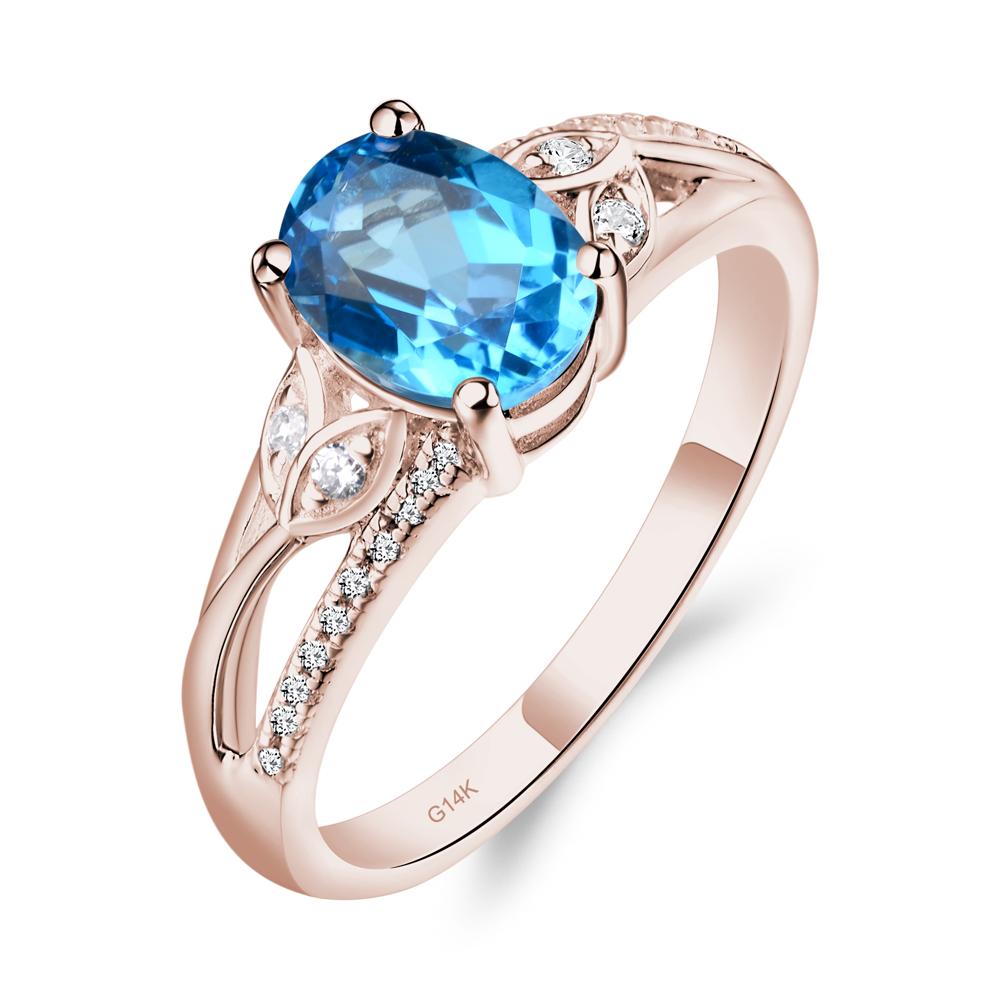 Oval Cut Swiss Blue Topaz Ring - LUO Jewelry #metal_14k rose gold