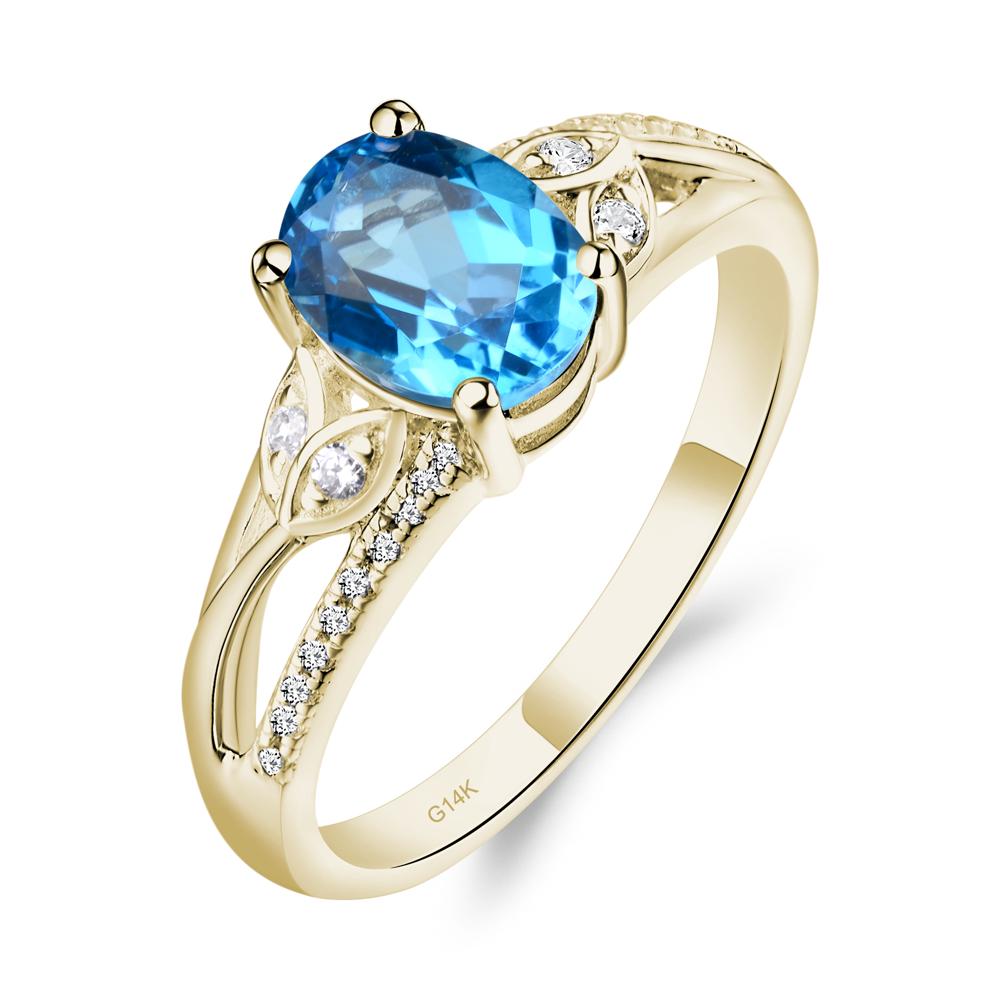 Oval Cut Swiss Blue Topaz Ring - LUO Jewelry #metal_14k yellow gold