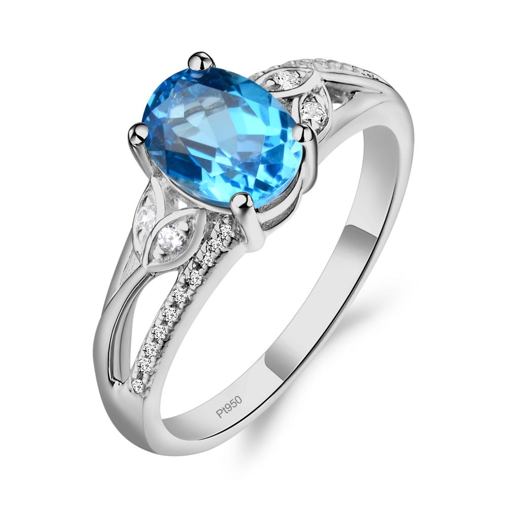 Oval Cut Swiss Blue Topaz Ring - LUO Jewelry #metal_platinum