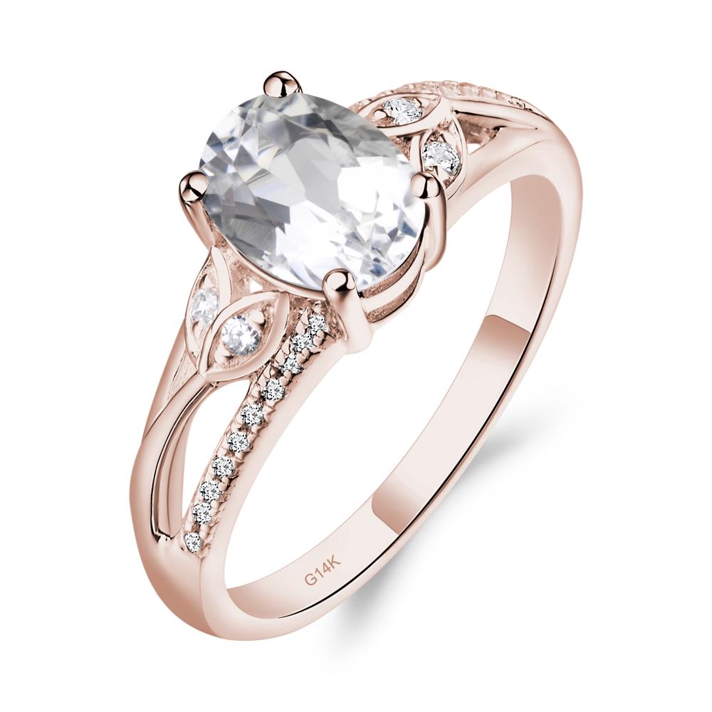 Oval Cut White Topaz Ring - LUO Jewelry #metal_14k rose gold