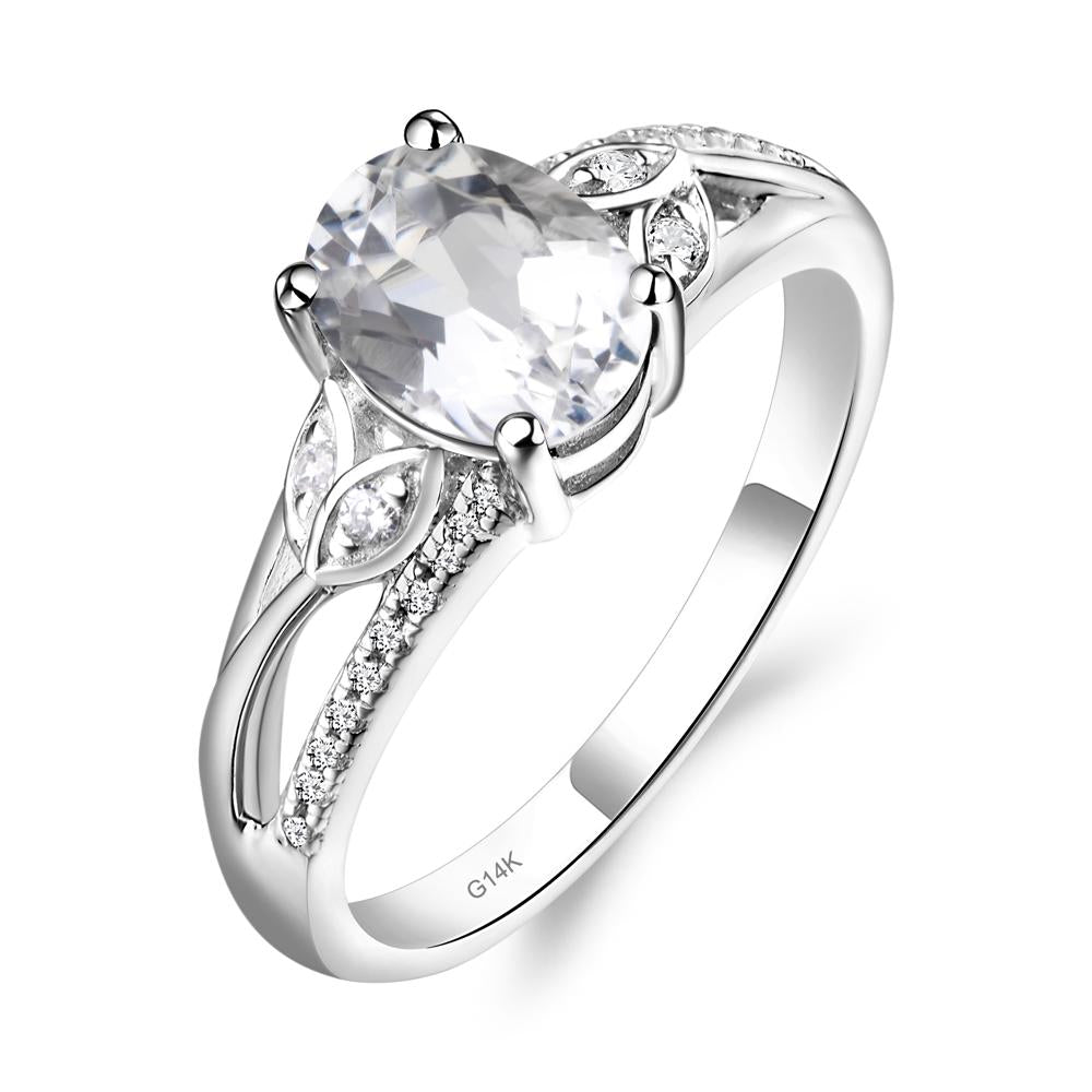 Oval Cut White Topaz Ring - LUO Jewelry #metal_14k white gold