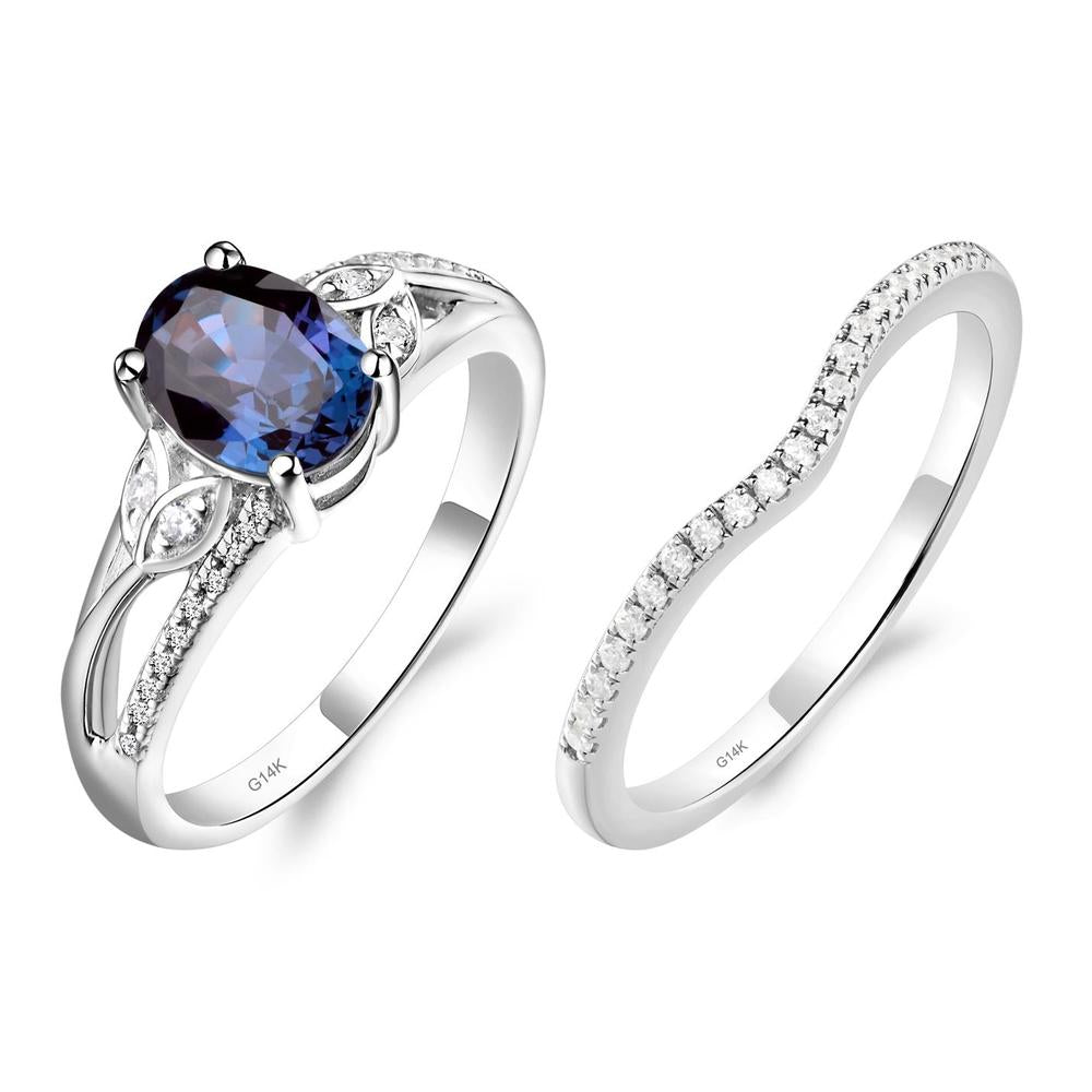 Oval Cut Alexandrite Ring - LUO Jewelry #metal_14k white gold