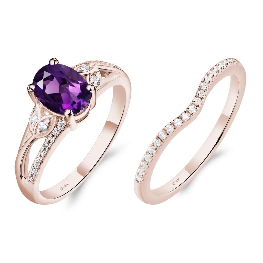 Oval Cut Amethyst Ring - LUO Jewelry #metal_14k rose gold