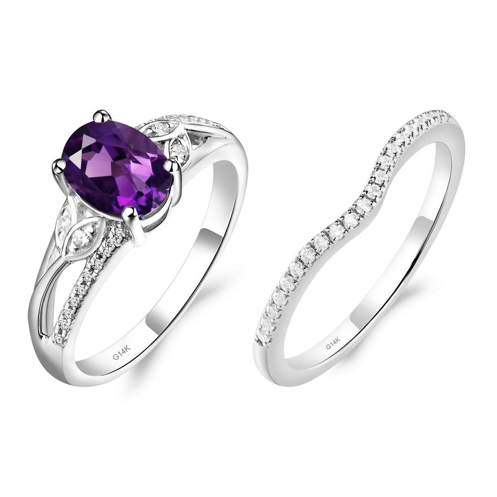 Oval Cut Amethyst Ring - LUO Jewelry #metal_14k white gold