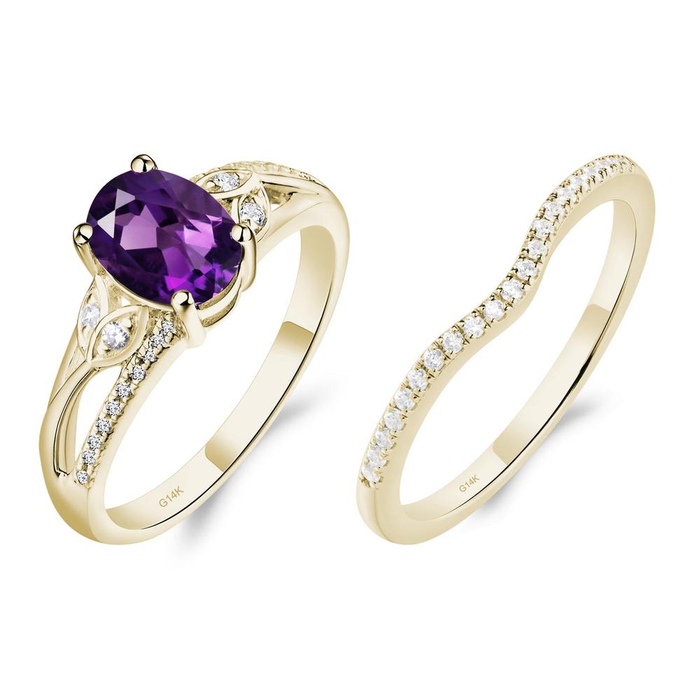 Oval Cut Amethyst Ring - LUO Jewelry #metal_14k yellow gold