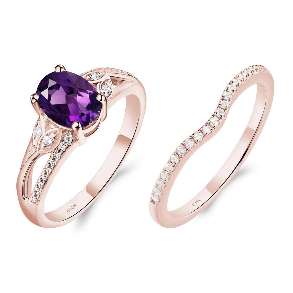 Oval Cut Amethyst Ring - LUO Jewelry #metal_18k rose gold