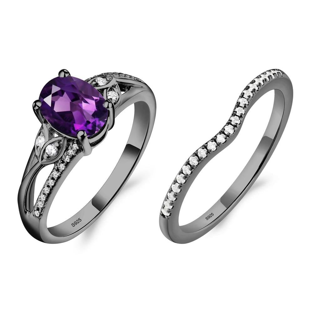 Oval Cut Amethyst Ring - LUO Jewelry #metal_black finish sterling silver