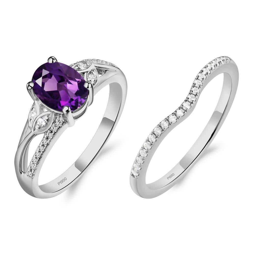 Oval Cut Amethyst Ring - LUO Jewelry #metal_platinum