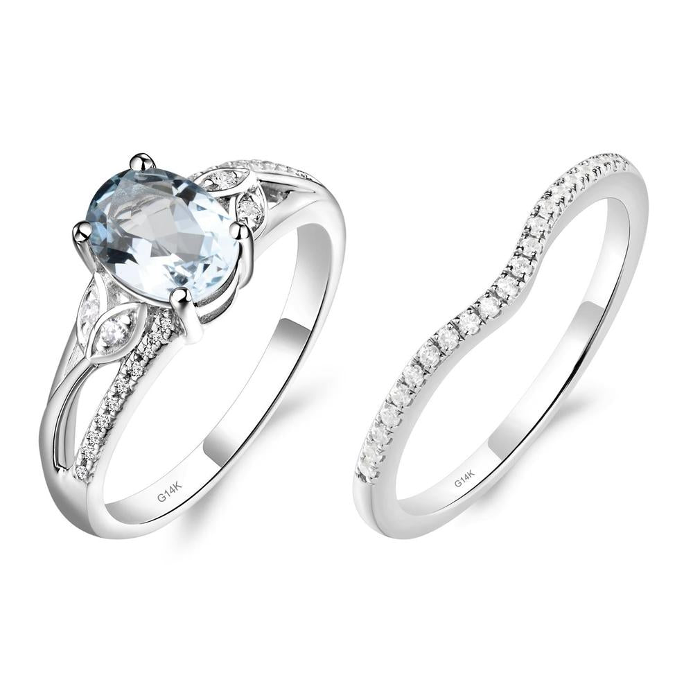 Oval Cut Aquamarine Ring - LUO Jewelry #metal_14k white gold