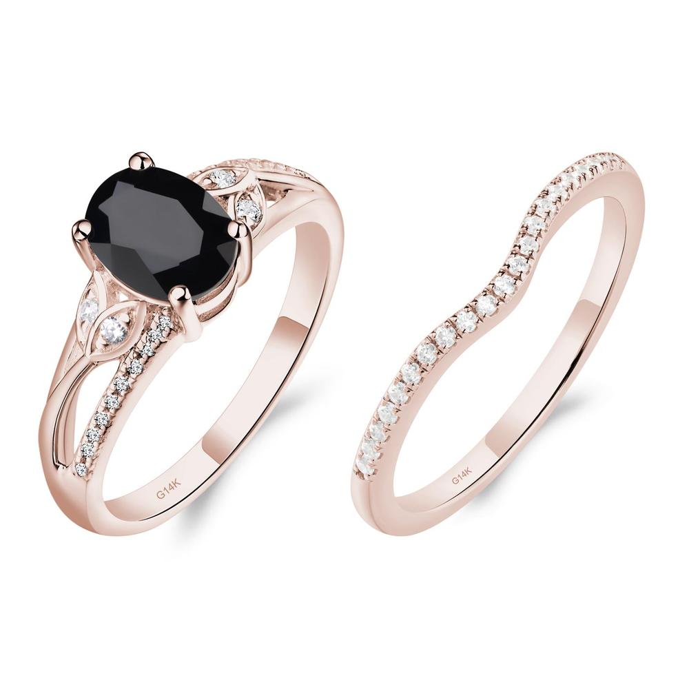 Oval Cut Black Spinel Ring - LUO Jewelry #metal_14k rose gold