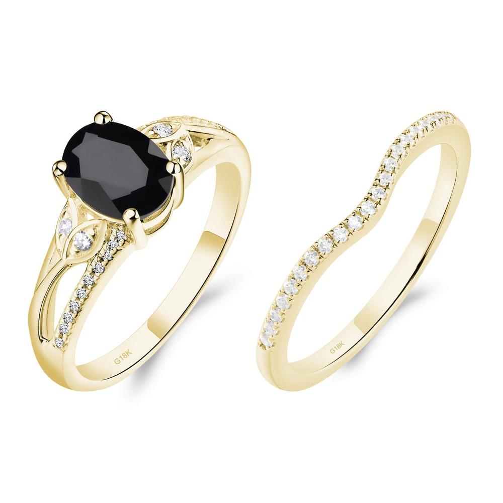 Oval Cut Black Spinel Ring - LUO Jewelry #metal_18k yellow gold