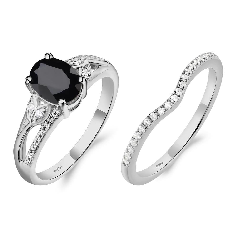 Oval Cut Black Spinel Ring - LUO Jewelry #metal_platinum