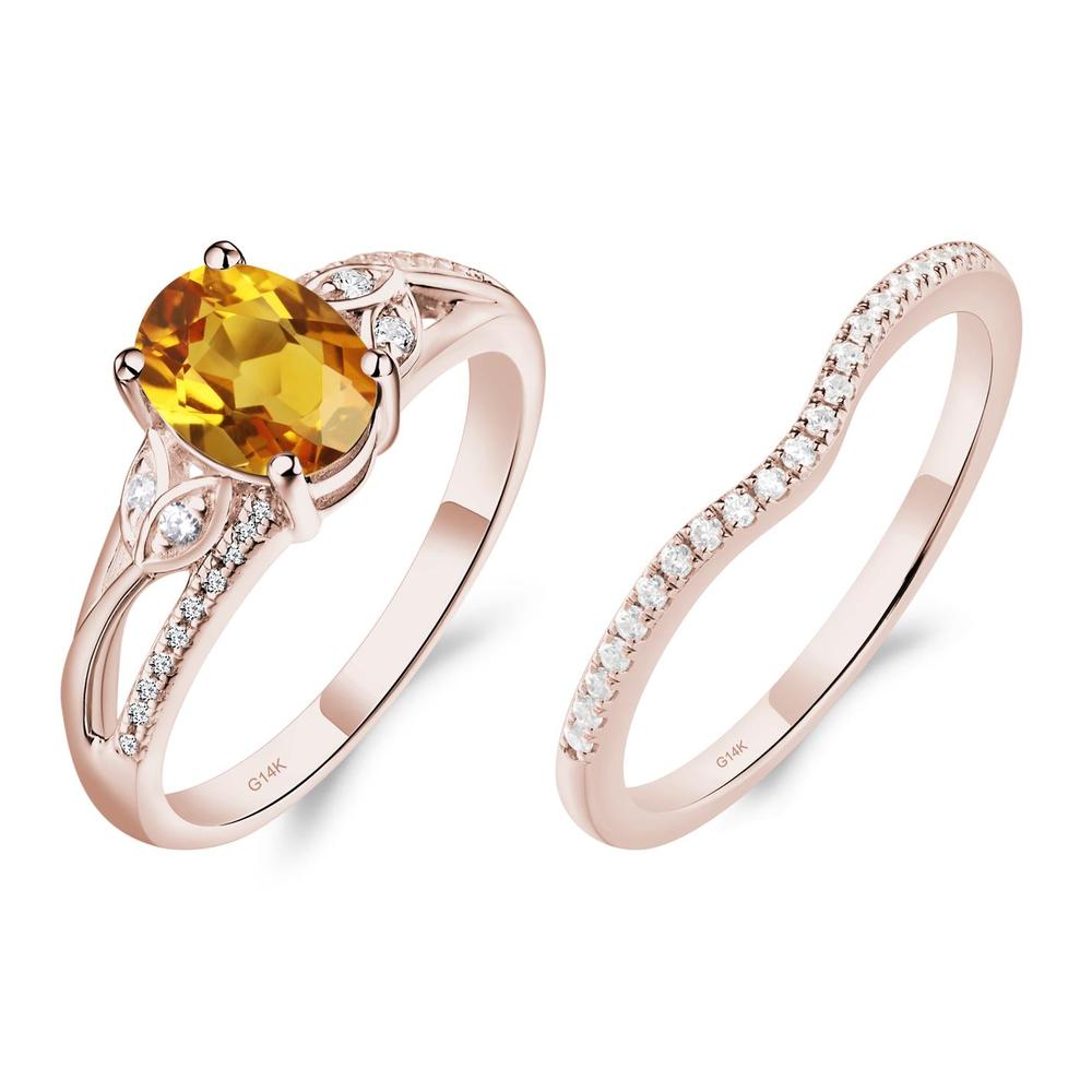 Oval Cut Citrine Ring - LUO Jewelry #metal_14k rose gold