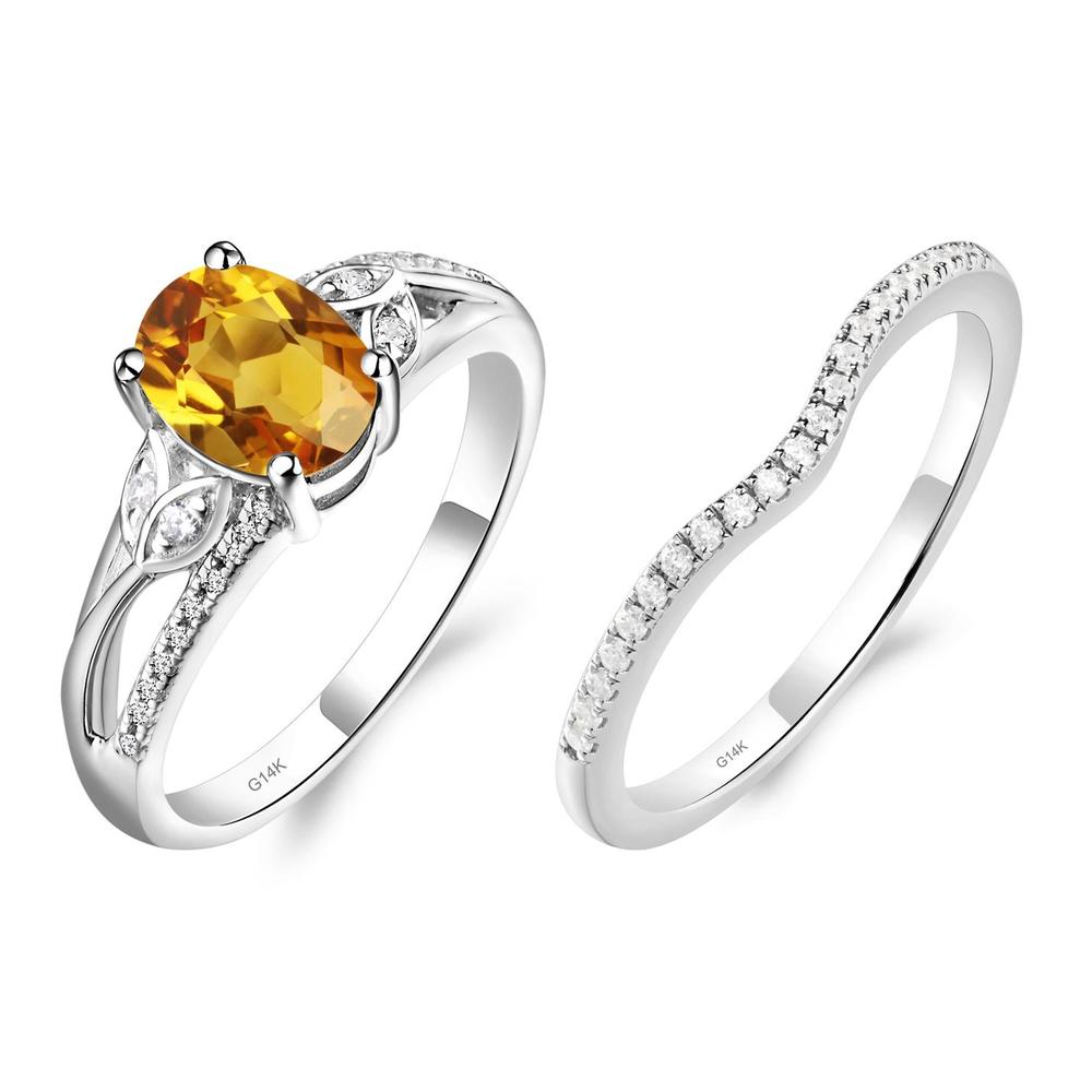 Oval Cut Citrine Ring - LUO Jewelry #metal_14k white gold