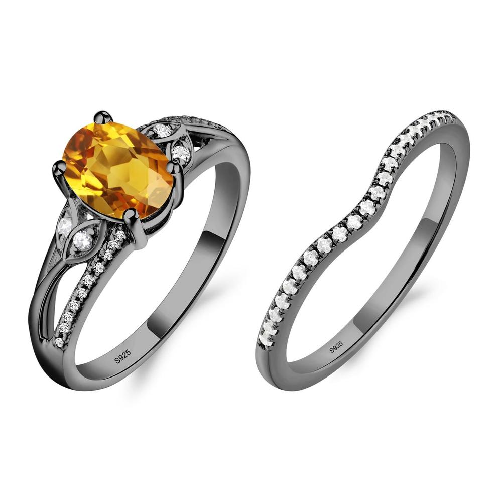 Oval Cut Citrine Ring - LUO Jewelry #metal_black finish sterling silver