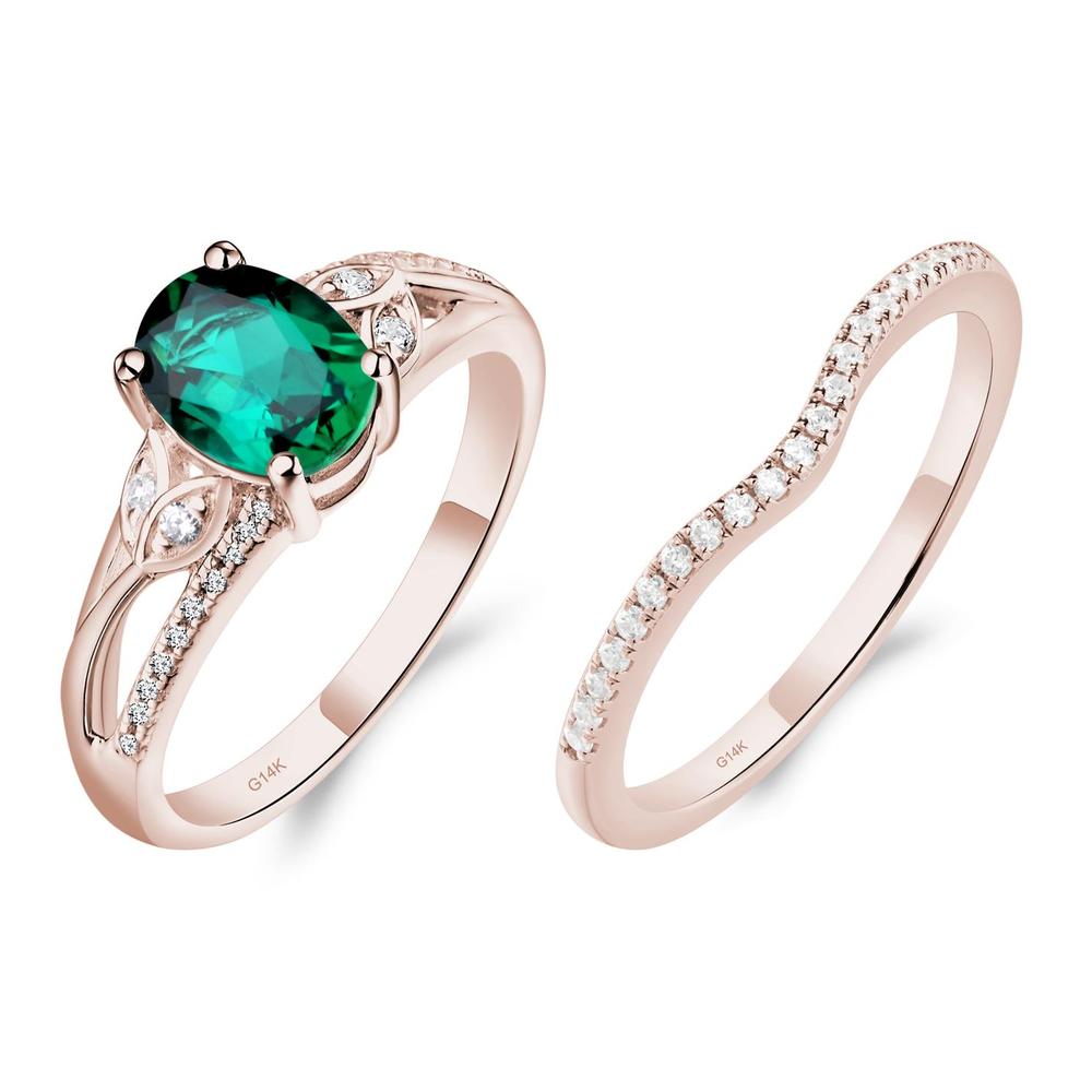 Oval Cut Emerald Ring - LUO Jewelry #metal_14k rose gold