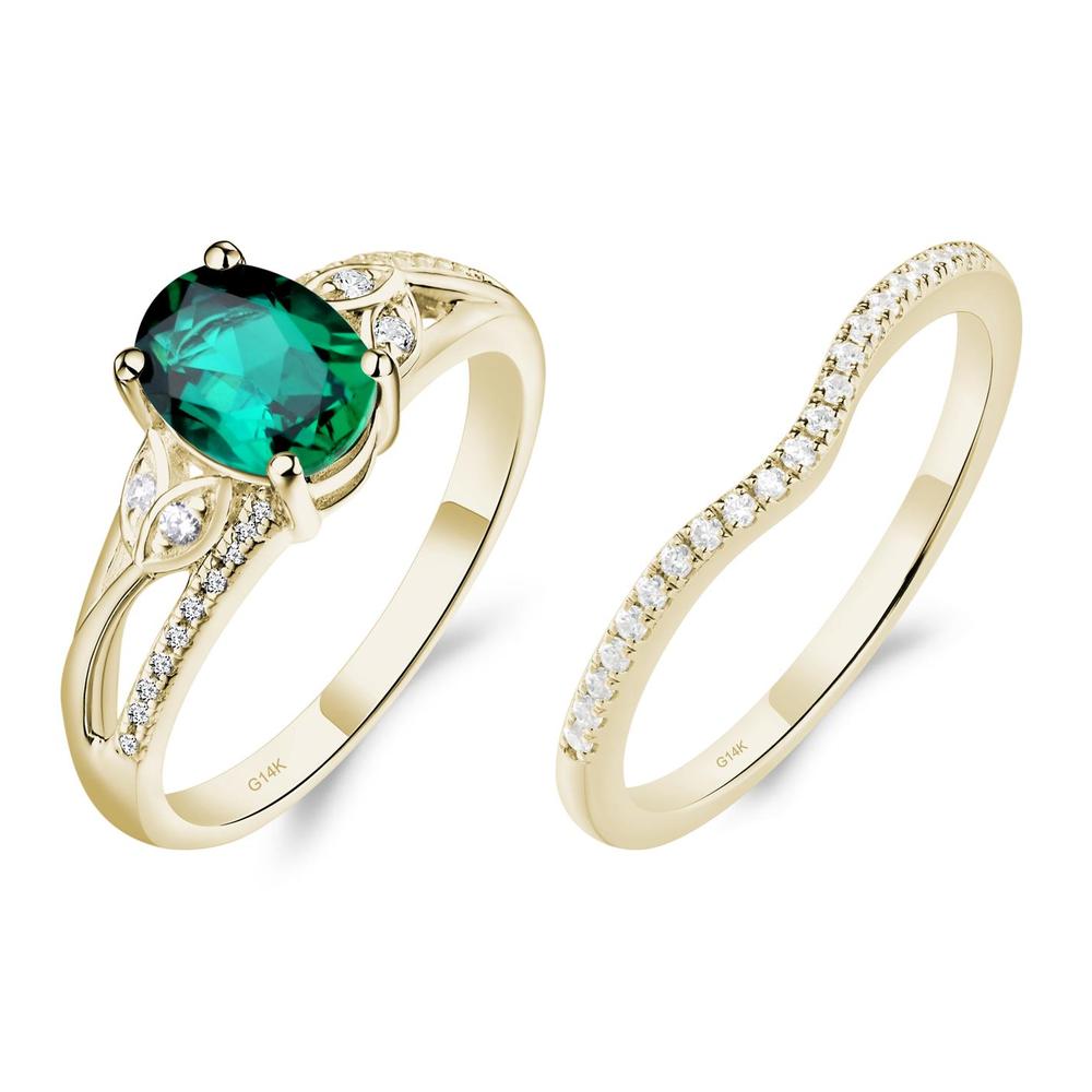 Oval Cut Emerald Ring - LUO Jewelry #metal_14k yellow gold