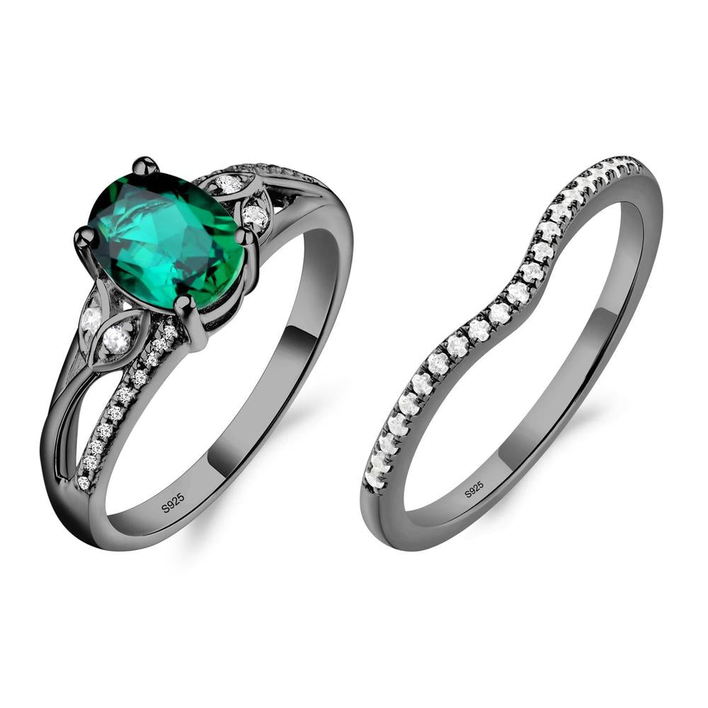 Oval Cut Emerald Ring - LUO Jewelry #metal_black finish sterling silver