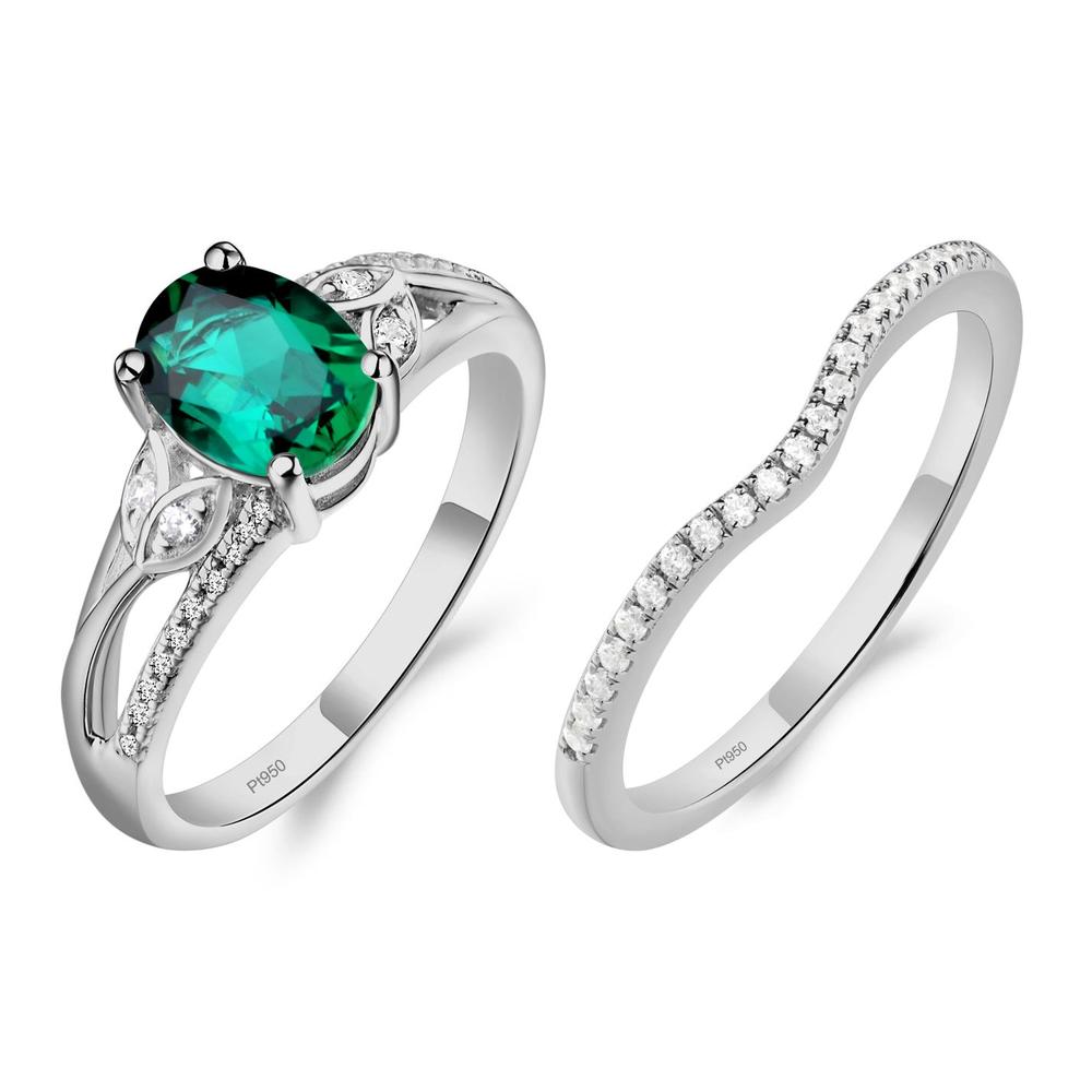 Oval Cut Emerald Ring - LUO Jewelry #metal_platinum